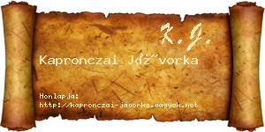 Kapronczai Jávorka névjegykártya